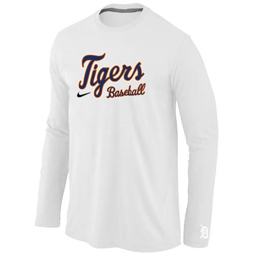 Cheap Nike Detroit Tigers Long Sleeve MLB T-Shirt White For Sale