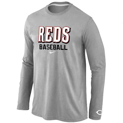 Cheap Nike Cincinnati Reds Long Sleeve MLB T-Shirt Grey For Sale
