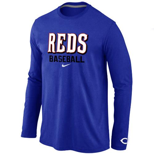Cheap Nike Cincinnati Reds Long Sleeve MLB T-Shirt Blue For Sale