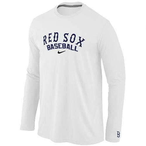 Cheap Nike Boston Red Sox Long Sleeve MLB T-Shirt White For Sale