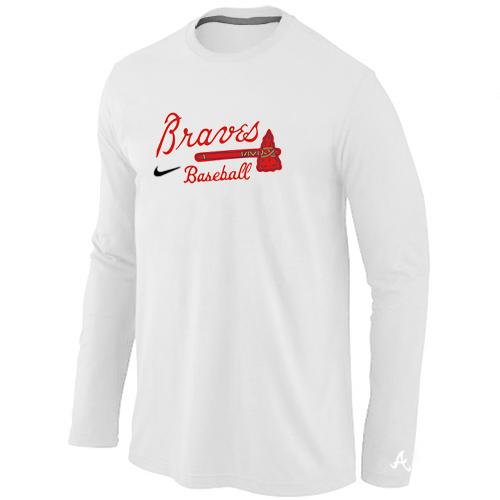 Cheap Nike Atlanta Braves Long Sleeve MLB T-Shirt WHITE For Sale