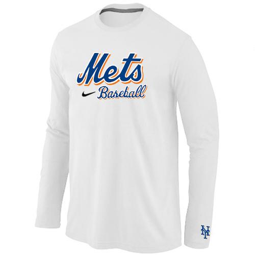 Cheap Nike New York Mets Long Sleeve MLB T-Shirt White For Sale
