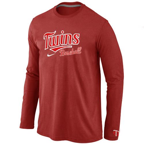 Cheap Nike Minnesota Twins Long Sleeve MLB T-Shirt RED For Sale