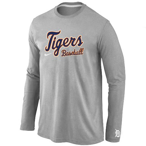 Cheap Nike Detroit Tigers Long Sleeve MLB T-Shirt GREY For Sale