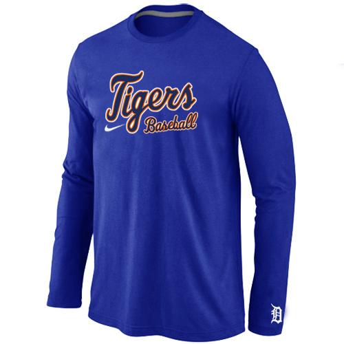 Cheap Nike Detroit Tigers Long Sleeve MLB T-Shirt Blue For Sale