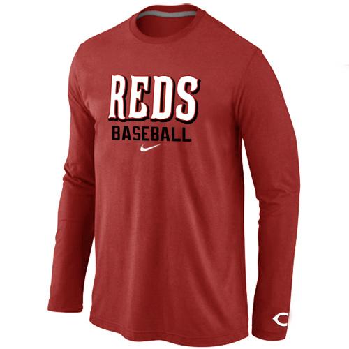 Cheap Nike Cincinnati Reds Long Sleeve MLB T-Shirt RED For Sale