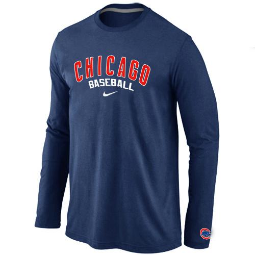Cheap Nike Chicago Cubs Long Sleeve MLB T-Shirt D.Blue For Sale