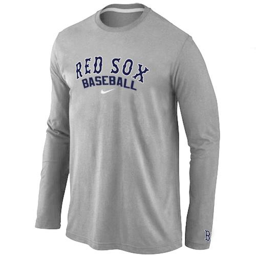 Cheap Nike Boston Red Sox Long Sleeve MLB T-Shirt Grey For Sale