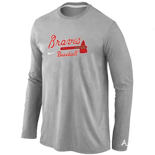 Cheap Nike Atlanta Braves Long Sleeve MLB T-Shirt Grey For Sale