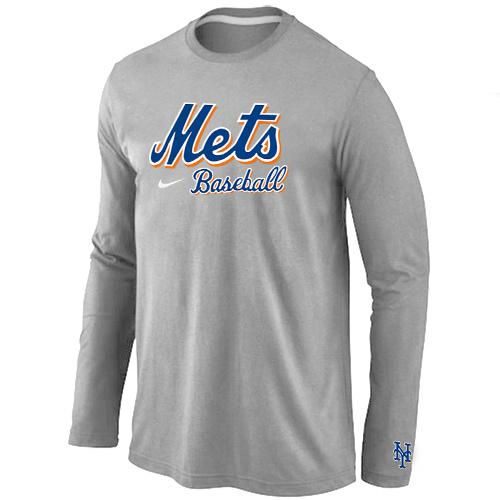 Cheap Nike New York Mets Long Sleeve MLB T-Shirt Grey For Sale
