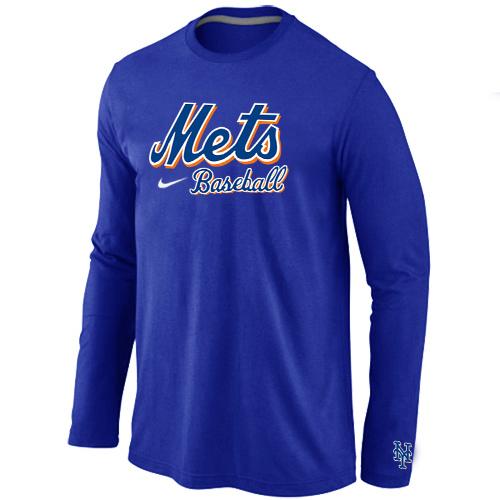 Cheap Nike New York Mets Long Sleeve MLB T-Shirt Blue For Sale