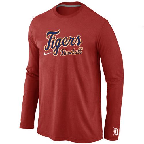 Cheap Nike Detroit Tigers Long Sleeve MLB T-Shirt RED For Sale