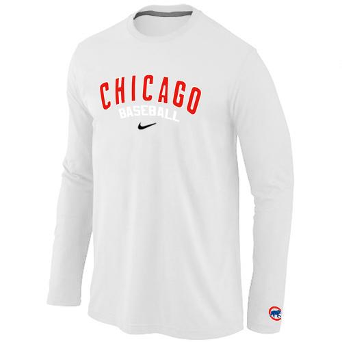 Cheap Nike Chicago Cubs Long Sleeve MLB T-Shirt white For Sale