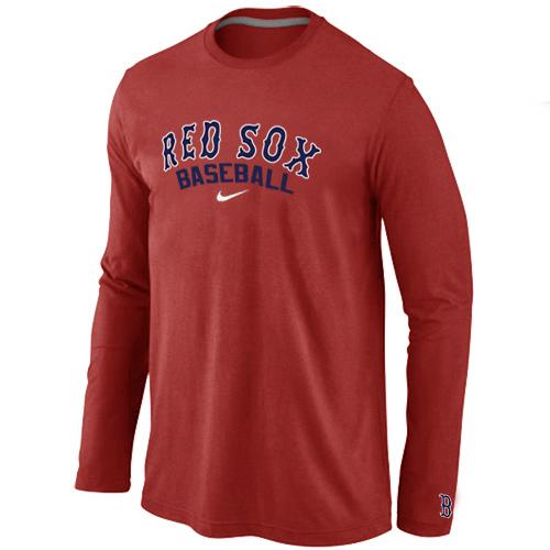 Cheap Nike Boston Red Sox Long Sleeve MLB T-Shirt RED For Sale