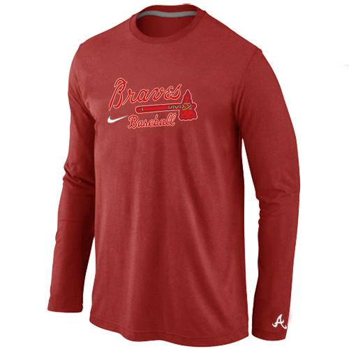 Cheap Nike Atlanta Braves Long Sleeve MLB T-Shirt RED For Sale