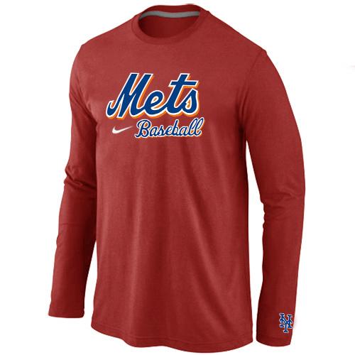 Cheap Nike New York Mets Long Sleeve MLB T-Shirt Red For Sale