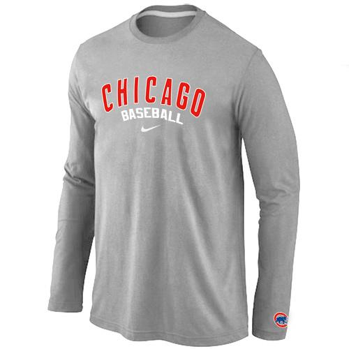 Cheap Nike Chicago Cubs Long Sleeve MLB T-Shirt Grey For Sale