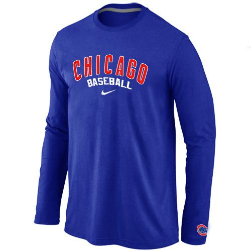 Cheap Nike Chicago Cubs Long Sleeve MLB T-Shirt Blue For Sale