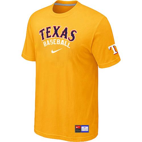 Cheap Texas Rangers Yellow Nike Short Sleeve Practice T-Shirt For Sale