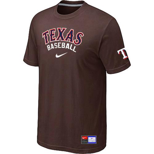 Cheap Texas Rangers Brown Nike Short Sleeve Practice T-Shirt For Sale