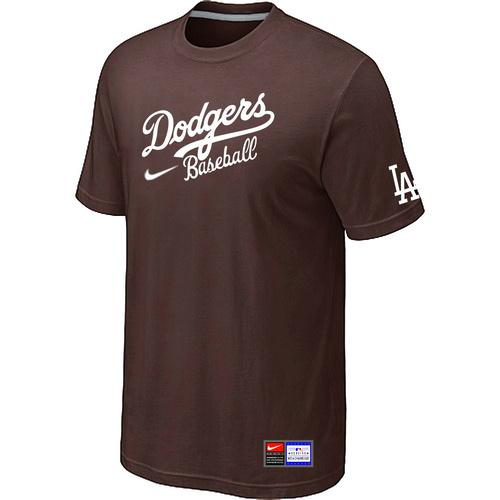 Cheap Los Angeles Dodgers Nike Short Sleeve Practice T-Shirt Brown For Sale