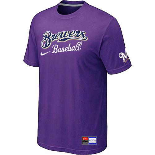 Cheap Milwaukee Brewers Purple Nike Short Sleeve Practice T-Shirt For Sale