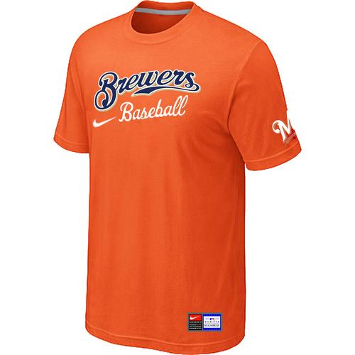 Cheap Milwaukee Brewers Orange Nike Short Sleeve Practice T-Shirt For Sale