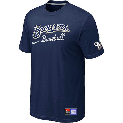 Cheap Milwaukee Brewers D.Blue Nike Short Sleeve Practice T-Shirt For Sale