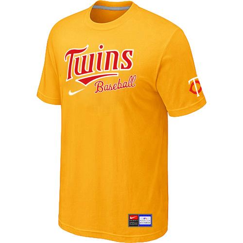 Cheap Minnesota Twins Yellow Nike Short Sleeve Practice T-Shirt For Sale