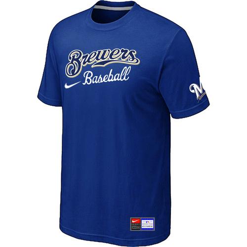 Cheap Milwaukee Brewers Blue Nike Short Sleeve Practice T-Shirt For Sale
