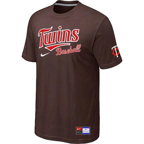 Cheap Minnesota Twins Brown Nike Short Sleeve Practice T-Shirt For Sale