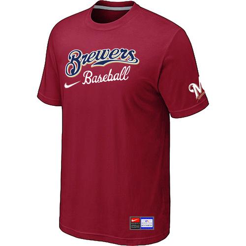 Cheap Milwaukee Brewers Red Nike Short Sleeve Practice T-Shirt For Sale