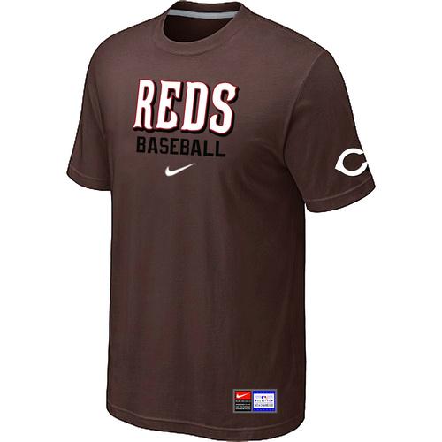 Cheap Cincinnati Reds Brown Nike Short Sleeve Practice T-Shirt For Sale