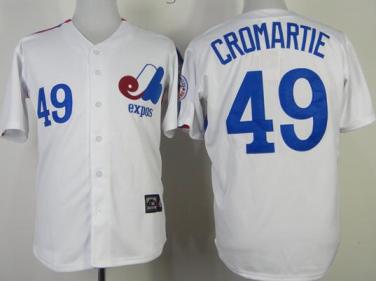 Montreal Expos 49 Warren Cromartie White Throwback Mitchell and Ness MLB Jerseys