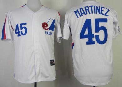 Montreal Expos 45 Pedro Martinez White Throwback Mitchell and Ness MLB Jerseys