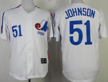 Montreal Expos 51 Randy Johnson White Throwback Mitchell and Ness MLB Jerseys