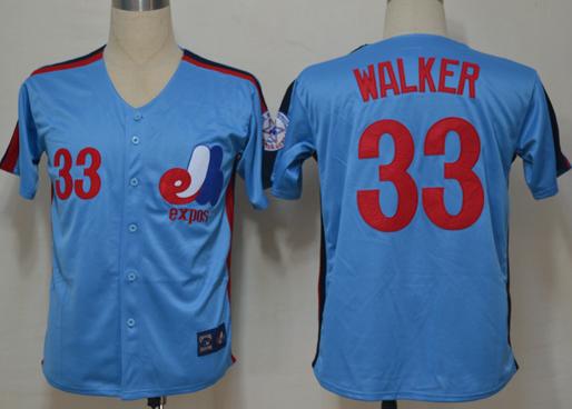 Montreal Expos 33 Walker Blue Throwback MLB Jersey