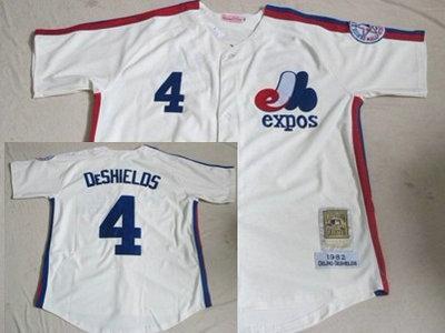 Montreal Expos 4 Delino DeShields White Throwback M&N MLB Jersey