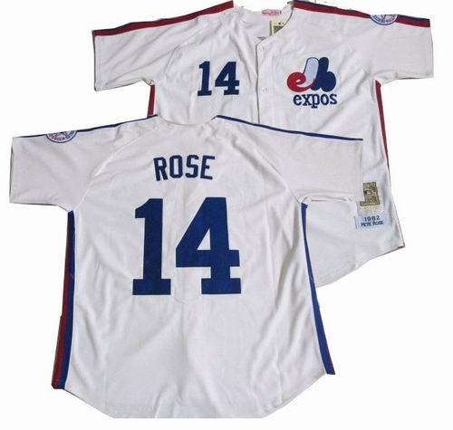 Montreal Expos 14 Pete Rose White Throwback M&N MLB Jersey