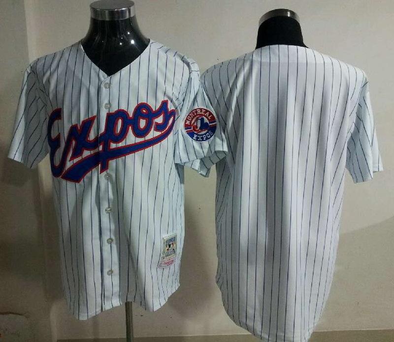 Cheap Montreal Expos Blank White Pinstripe Throwback M&N MLB Jersey For Sale