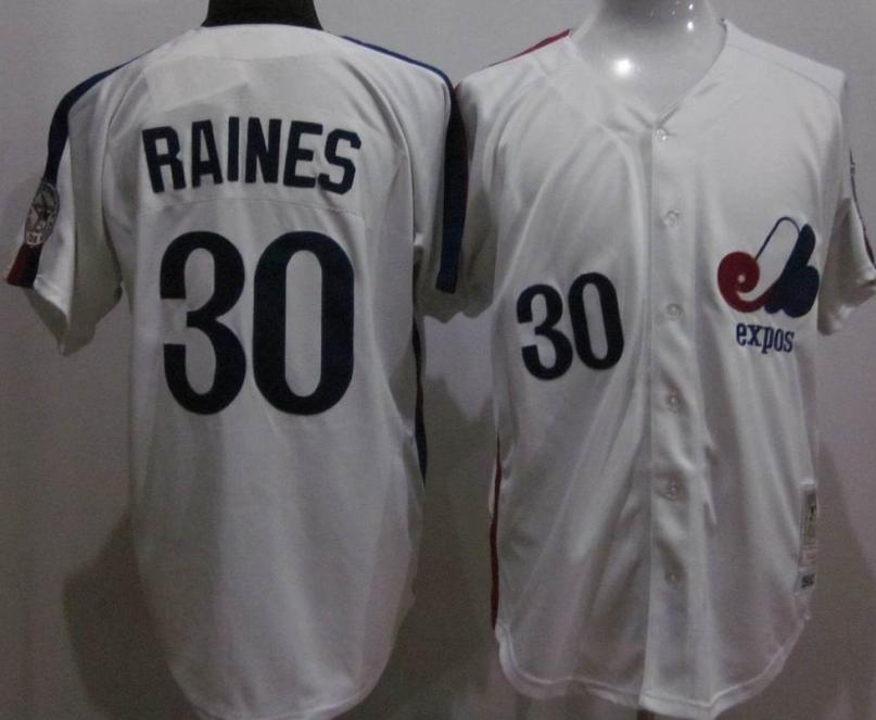 Cheap Montreal Expos 30 Tim Raines 1982 White M&N Jersey For Sale