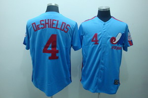 Montreal Expos 4 Delino DeShields Throwback Blue Jersey