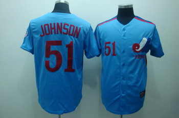 Montreal Expos 51 Randy Johnson Blue Jerseys Throwback