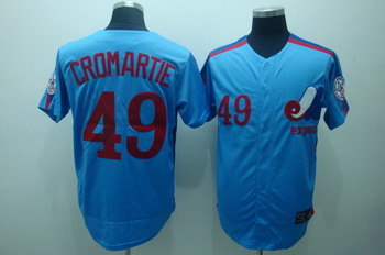 Montreal Expos 49 Warren Cromartie Blue Jerseys Throwback