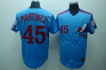 Montreal Expos 45 Martinez Blue Jerseys Throwback