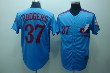 Montreal Expos 37 Rodgers Blue Jerseys Throwback