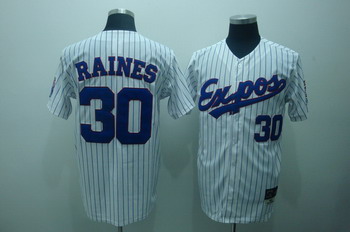 Montreal Expos 30 Tim Raines White Jerseys Throwback