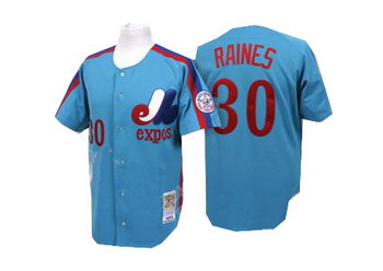 Mitchell and Ness Montreal Expos 30 Tim Raines Blue Jersey