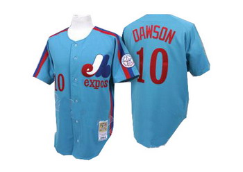 Cheap Mitchell and Ness Montreal Expos 10 Andre Dawson Blue Jersey For Sale