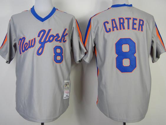 New York Mets 8 Gary Carter Grey M&N Throwback MLB Jersey